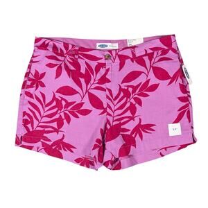 Old Navy Everyday Shorts Size 16 Flat Front Linen Blend Tropical Purple Magenta